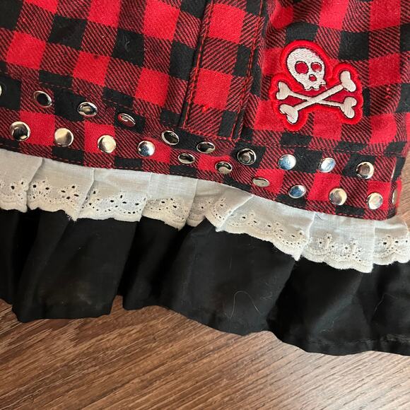 Biker Dog Dress Buffalo Plaid Punk Style Skulls Size Small Best fits - Picture 4 of 7